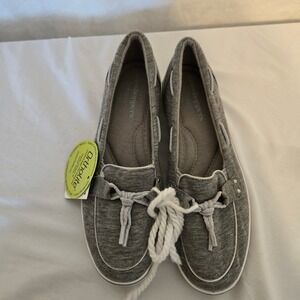 Grasshoppers Ortholite Comfort Grey Canvas Boat Shoes Women's Size 6.5 Slip On
